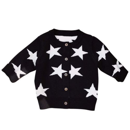 Baby Boy Star Pattern Single Breasted Design Long Sleeve Cardigan