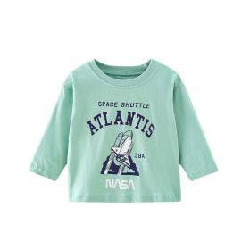 Baby Boy Cool Print Pattern Long Sleeve Soft Cotton Pullover Shirt (Color: Green, Size/Age: 100 (2-3Y))