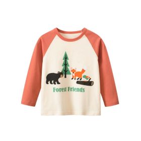 Baby Boy Cartoon Animal Print Pattern Cute Simple Style Shirt (Color: Orange, Size/Age: 110 (3-5Y))