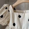 Baby Girl Polka Dot Pattern Square Collar Puff-Sleeved Onesies