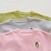 Baby Boys And Girls Bear Print Pattern Solid Color Design Round Neck Short-Sleeved Top Combo Shorts Sets