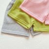 Baby Boys And Girls Bear Print Pattern Solid Color Design Round Neck Short-Sleeved Top Combo Shorts Sets