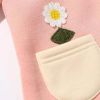 Baby Girl Flower Patched Pattern Single Breasted Design Double Layer Thickened Coat