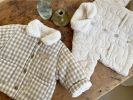 Baby Solid Color Or Plaid Pattern Cartoon Bear Decoration Quilted Warm Coat