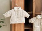 Baby Solid Color Or Plaid Pattern Cartoon Bear Decoration Quilted Warm Coat