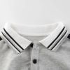 Baby Letters Embroidered Pattern Colorblock Design Polo Collar Shirt